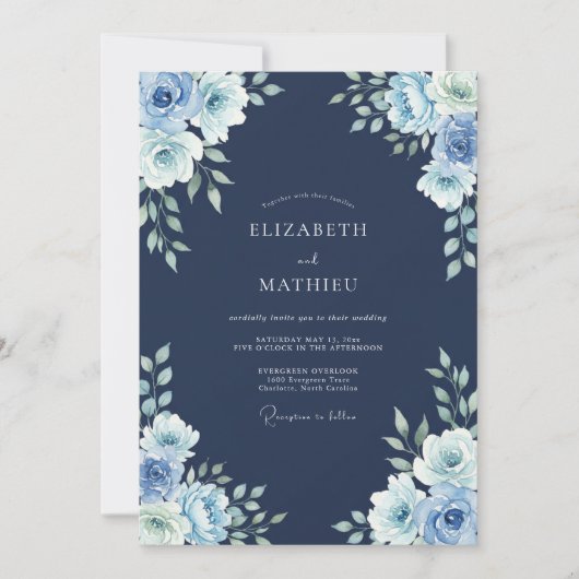 Navy-Gletscher-Winterhochzeit Einladung (Vorderseite)