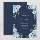 Navy-Gletscher-Winterhochzeit Einladung (Vorne/Hinten)