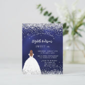 Navy Glitzer Kleid Sweet 16 Einladung (Stehend Vorderseite)