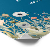 Navy Glückliches Boho Wildblumen Hochzeits Willkom Poster (Ecke)