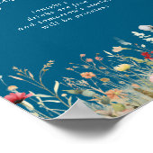 Navy Glückselige Boho-Wildblumen-Hochzeits-Open-Ba Poster (Ecke)