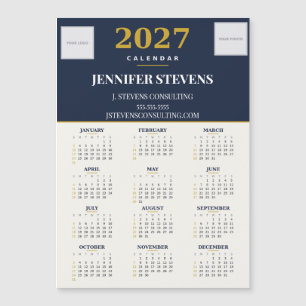 Navy Gold 2027 Business-Logo-Kalender-Magnet Magnetkarte