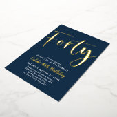 Navy Gold 40. Geburtstag Mens Moderne Folieneinladung (Gedreht)