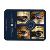Navy Gold 4 Photos Modern Collage Wedding Script Magnet (Horizontal)