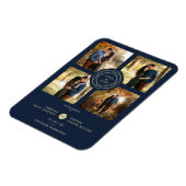 Navy Gold 4 Photos Modern Collage Wedding Script Magnet (Linke Seite)