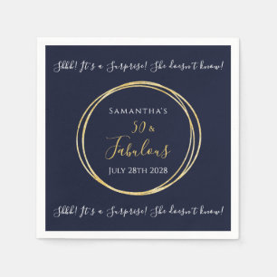 Navy Gold 50. Überraschung Geburtstagsparty Serviette