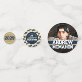 Navy & Gold Abschluss Foto Personalisiertes Party Konfetti (Vorderseiten)