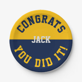 Navy & Gold Abschluss Glückwunsch - Sie haben es g Pappteller