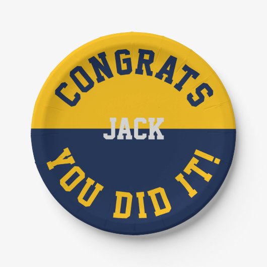 Navy & Gold Abschluss Glückwunsch - Sie haben es g Pappteller (Vorderseite)