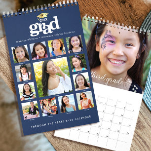 Navy Gold Abschluss K–12 Foto-Collage 15 Monate Kalender
