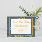 NAVY GOLD ABSTRAKT MARBLE SAVE THE DATE (Stehend Vorderseite)