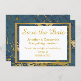 NAVY GOLD ABSTRAKT MARBLE SAVE THE DATE