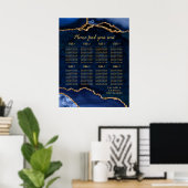 Navy Gold Achat Hochzeit Sitzplan 8 Tisch Poster (Heimbüro)