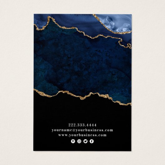 Navy & Gold Agate Geode Earring Display Card (Rückseite)