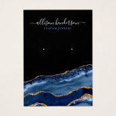 Navy & Gold Agate Geode Earring Display Card (Vorderseite)