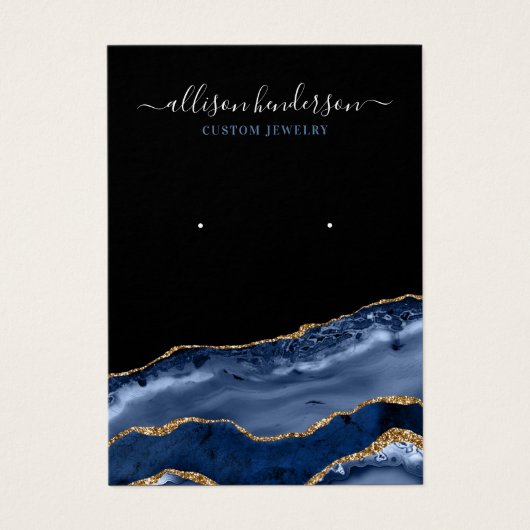 Navy & Gold Agate Geode Earring Display Card (Vorderseite)