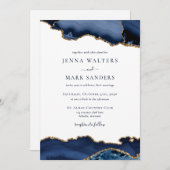 Navy Gold Agate Geode Gemstone Hochzeit Einladung (Vorne/Hinten)