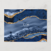 Navy Gold Agate Geode Gemstone Hochzeitsankündigun Ankündigungspostkarte (Vorderseite)