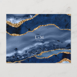 Navy Gold Agate Geode Gemstone Hochzeitsankündigun Ankündigungspostkarte