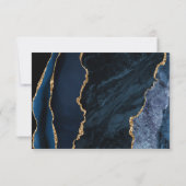 Navy Gold Agate Pale Blue Wedding RSVP Karte (Rückseite)