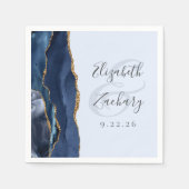 Navy Gold Agate Pale Blue Wedding Serviette (Vorderseite)