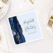 Navy Gold Agate Pale Blue Wedding Serviette
