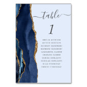 Navy Gold Agate Pale Blue Wedding Tischnummer (Rückseite)