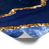 Navy Gold Agate Wedding Seating Chart 12 Table Poster (Ecke)