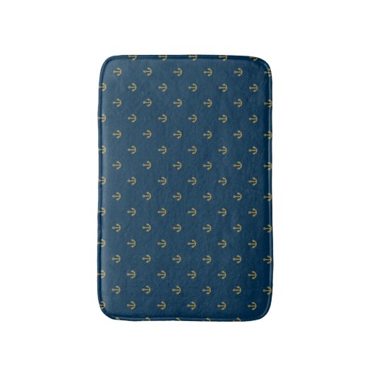 Navy Gold Anchor Muster Badematte (Vorderseite Vertikal)