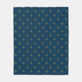 Navy Gold Anchor Muster Fleecedecke (Vorderseite)