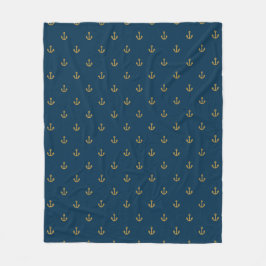 Navy Gold Anchor Muster Fleecedecke