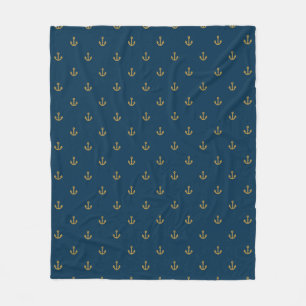 Navy Gold Anchor Muster Fleecedecke