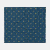 Navy Gold Anchor Muster Fleecedecke (Vorderseite (Horizontal))