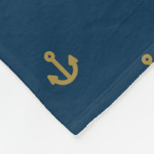 Navy Gold Anchor Muster Fleecedecke (Ecke)