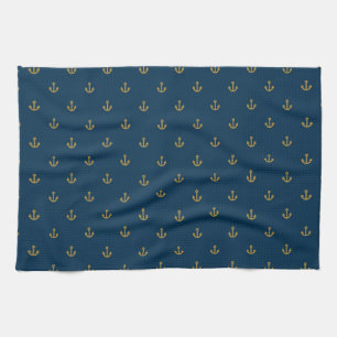 Navy Gold Anchor Muster Geschirrtuch