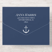 Navy Gold Anchor Nautical Wedding  All-in-One-Einladung (Rückseite)