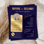 Navy & Gold Anwesen Agent Foto Realtor Flyer