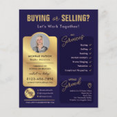 Navy & Gold Anwesen Agent Foto Realtor Flyer (Vorne)