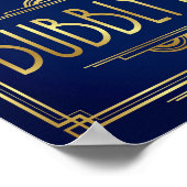 Navy Gold Art Deco BUBBLY BAR Sign Print Poster (Ecke)