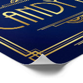 Navy Gold Art Deco CANDY BAR Sign Print Poster (Ecke)