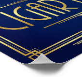 Navy Gold Art Deco CIGAR BAR Sign Print Poster (Ecke)