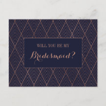 Navy Gold Art Deco Custom Bridesmaid Vorschlag