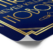 Navy Gold Art Deco Ein kleines PARTY signieren Pri Poster (Ecke)