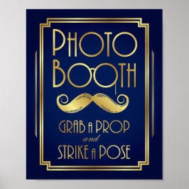 Navy Gold Art Deco FOTO BOOTH Signature Print Poster