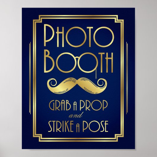 Navy Gold Art Deco FOTO BOOTH Signature Print Poster (Vorne)