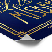 Navy Gold Art Deco LET'S FALSCH-Signieren Print Poster (Ecke)