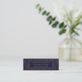 Navy Gold Art Deco Muster Custom Address Card Mini Visitenkarte (Stehend Vorderseite)