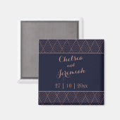 Navy Gold Art Deco Save the Date Magnet (Vorderseite/Rückseite)