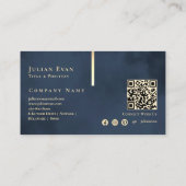 Navy Gold Artistic Luxury Elegante Business Card Visitenkarte (Rückseite)