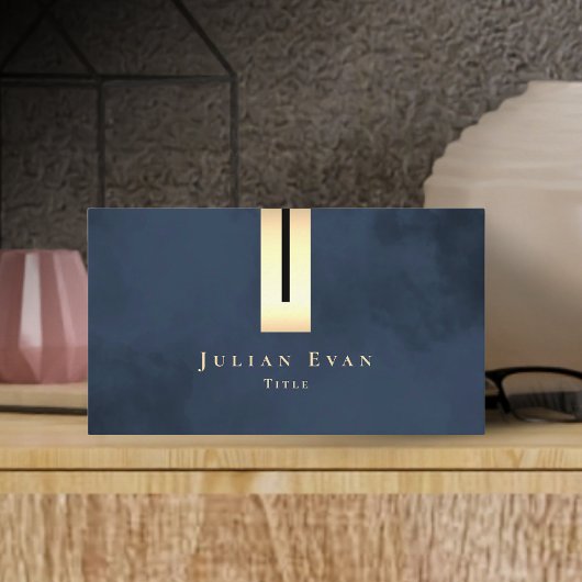 Navy Gold Artistic Luxury Elegante Business Card Visitenkarte